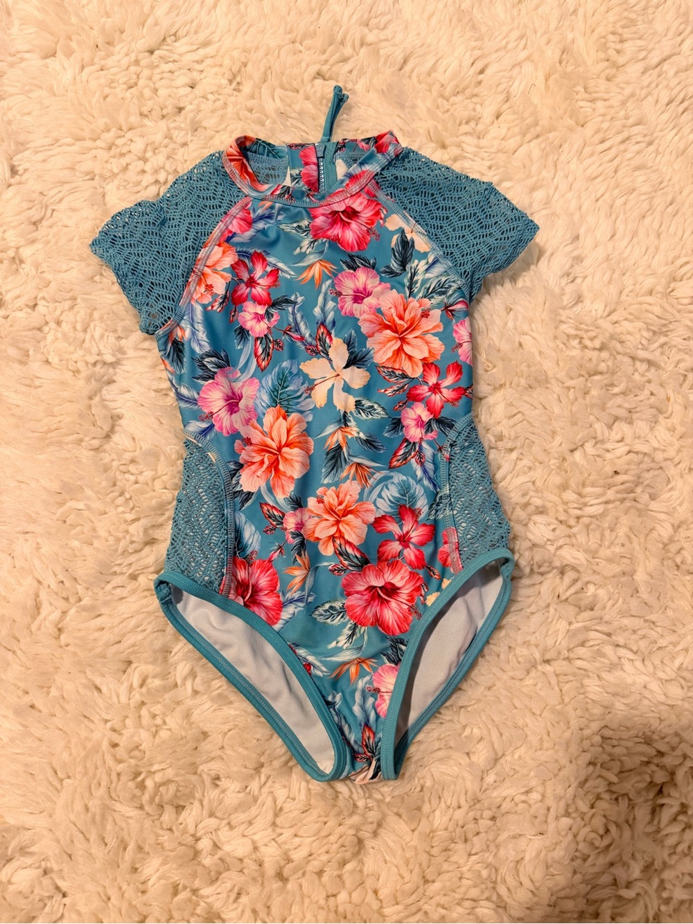 art class Blue Floral Girls One-Piece Swimsuit